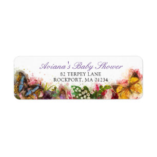 Butterfly Garden Baby Shower Return Address