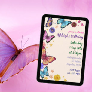 Butterfly Garden Birthday  Invitation