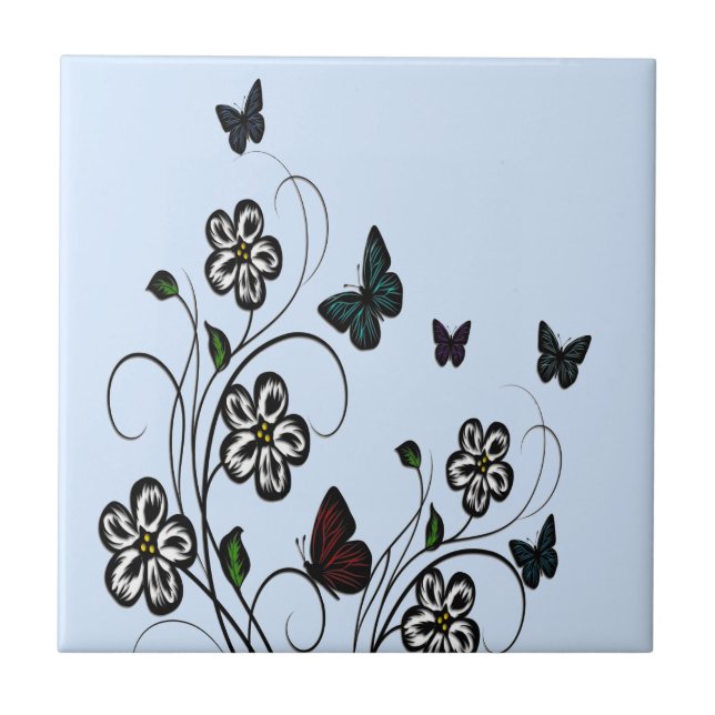 Butterfly Garden Blue Tile (Front)
