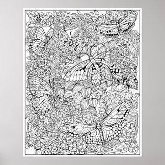 Butterfly Garden Coloring Poster