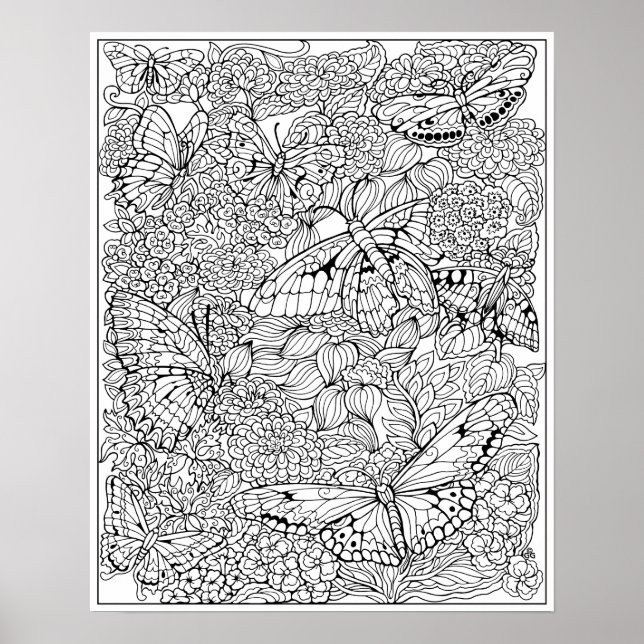 Butterfly Garden Coloring Poster (Front)