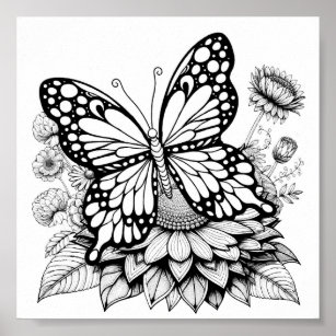 Butterfly Garden Colouring Design Poster