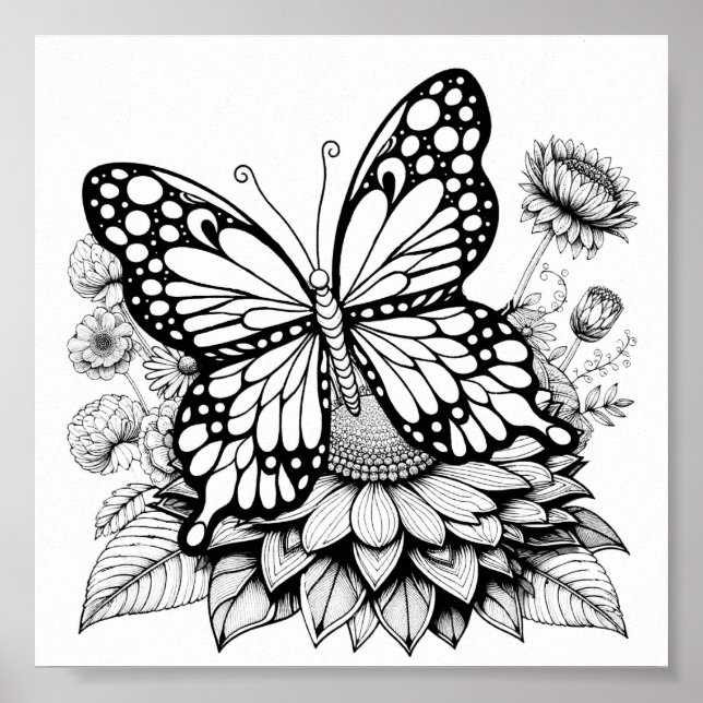 Butterfly Garden Colouring Design Poster (Front)