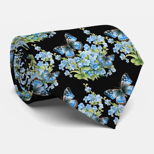 Butterfly Garden Elegant Pattern Neck Tie (Rolled)