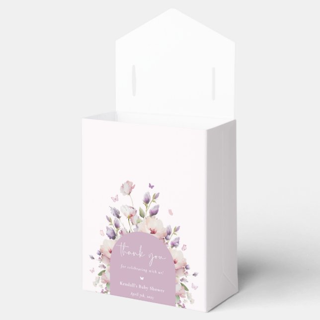 Butterfly Garden Floral Baby Shower Thank You Favour Box (Opened)