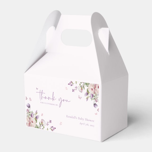 Butterfly Garden Floral Baby Shower Thank You Favour Box (Front Side)