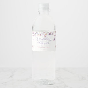 Butterfly Garden Floral Baby Shower Water Bottle Label