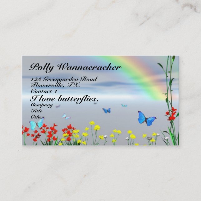 Butterfly Garden Flowers Business Card (Front)