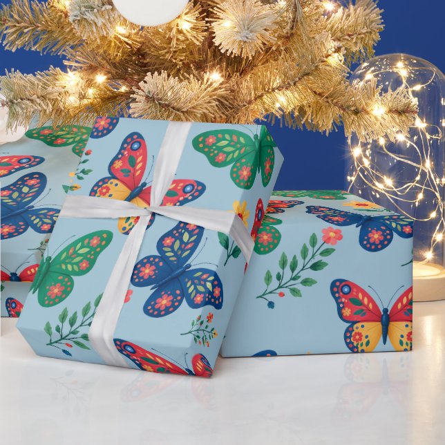 Butterfly Garden Gift Wrap – Colourful Floral Butt (Holidays)
