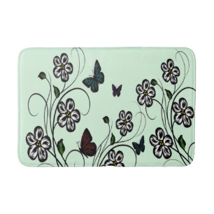 Butterfly Garden Green Bath Mat