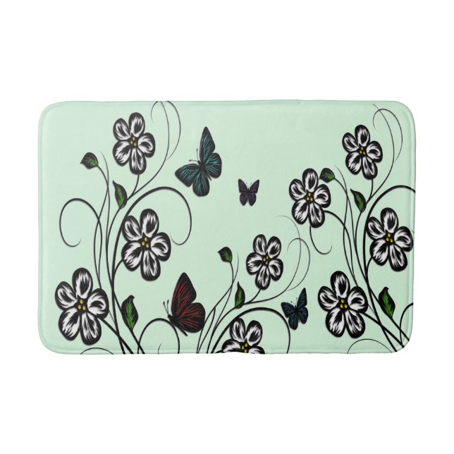 Butterfly Garden Green  Bath Mat (Front)