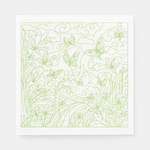 Butterfly Garden Green Napkin
