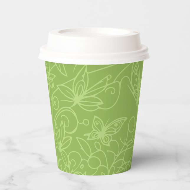 Butterfly Garden Green Paper Cups (Front)