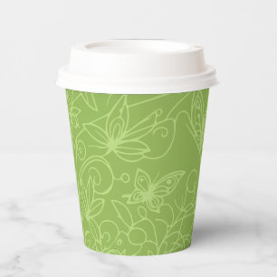 Butterfly Garden Green Paper Cups