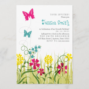 Butterfly Garden in Bright Colours Invitation