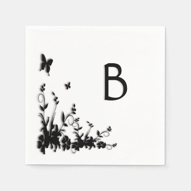 Butterfly Garden Initial Napkin (Front)