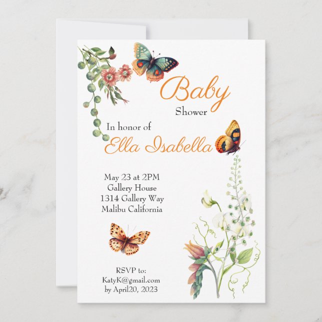 Butterfly Garden Invitation (Front)