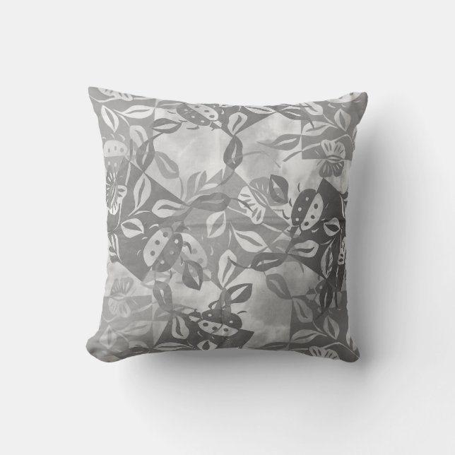 Butterfly Garden Ladybug Painting Throw Pillow (Front)