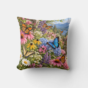 Butterfly Garden Lake Landscape Cushion