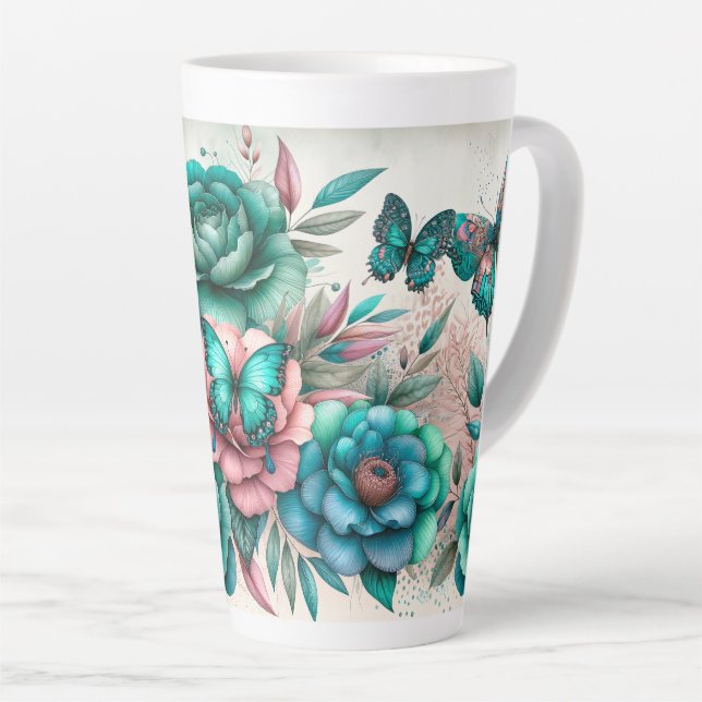 Butterfly Garden Latte Mug (Right Angle)