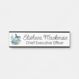 Butterfly Garden Light Blue Office Door Sign