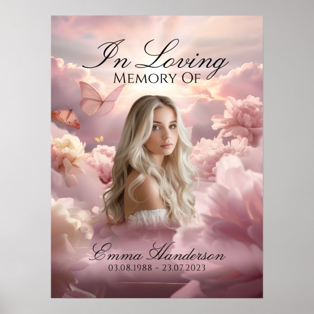  Butterfly Garden Memorial Welcome Sign Poster  (Front)