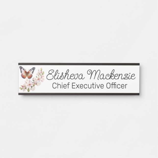 Butterfly Garden Orange and White Office Door Sign (Front)