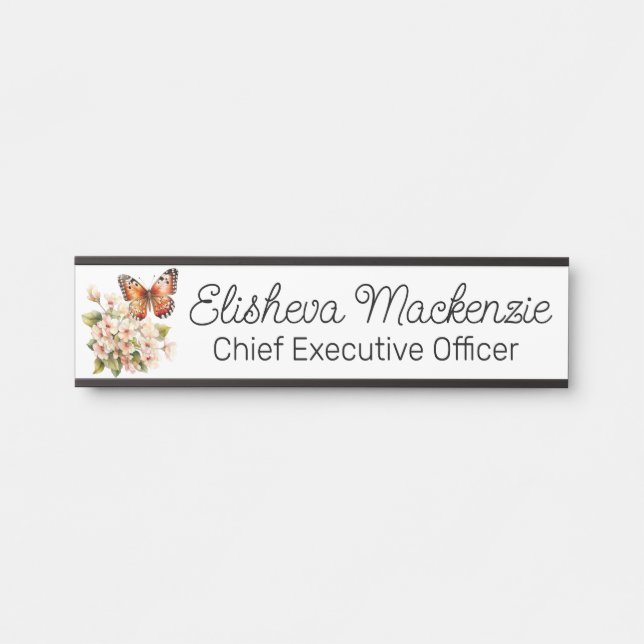 Butterfly Garden Orange and White Office Door Sign (Front)