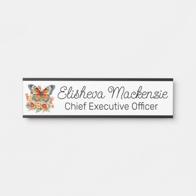 Butterfly Garden Orange and White Office Door Sign (Front)