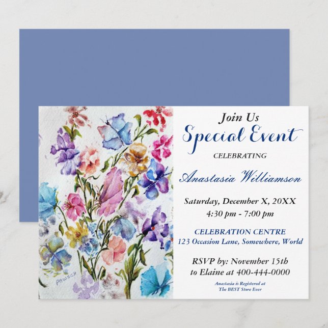 BUTTERFLY GARDEN PARTY EVENT INVITE (Front/Back)