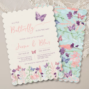 Butterfly Garden Pastel Mint Lavender Baby Shower Invitation