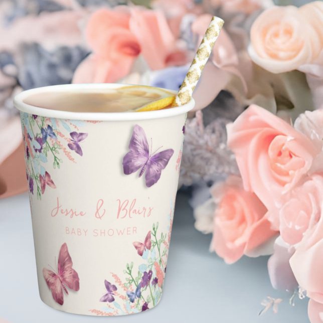 Butterfly Garden Pastel Wildflower Baby Shower  Paper Cups (Creator Uploaded)
