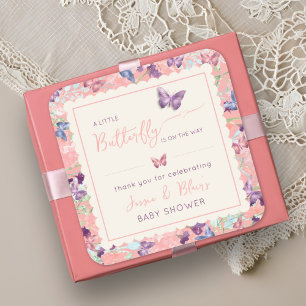 Butterfly Garden Pastel Wildflower Baby Shower Square Sticker