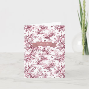 Butterfly Garden Pink Toile Floral Note Card