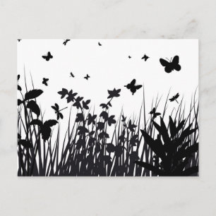Butterfly Garden Silhouette Postcard