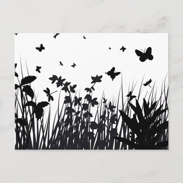 Butterfly Garden Silhouette Postcard (Front)