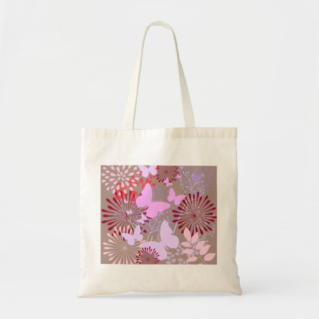 Butterfly Garden Spring Flower Design Tote Bag (Front)