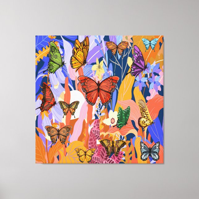 Butterfly Garden Stretched Canvas Print (Front)