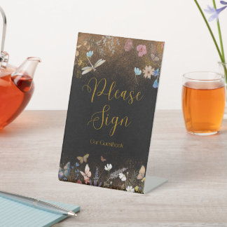 Butterfly Garden Wedding Pedestal Sign