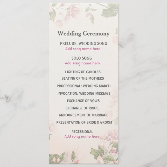 Butterfly Garden Wedding Program Programme (Front)
