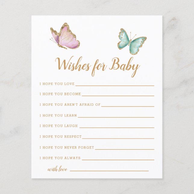 Butterfly Garden Wishes for Baby Card (Front)