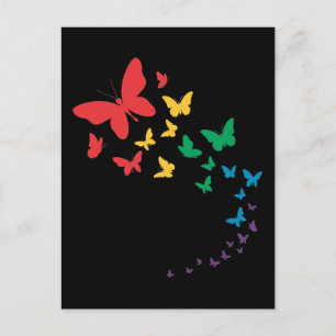 Butterfly gay pride lgbt rainbow colourful flag postcard