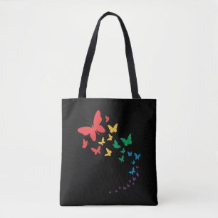 Butterfly gay pride lgbt rainbow colourful flag tote bag