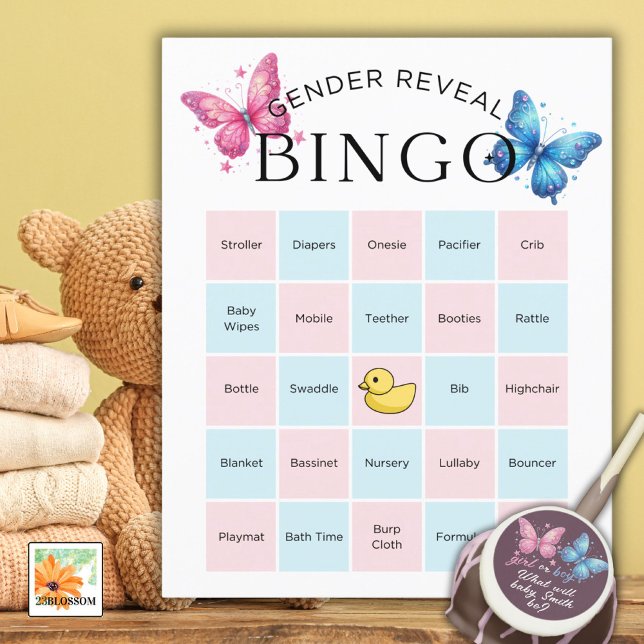 butterfly Gender Reveal Party Bingo Game (Creator Uploaded)