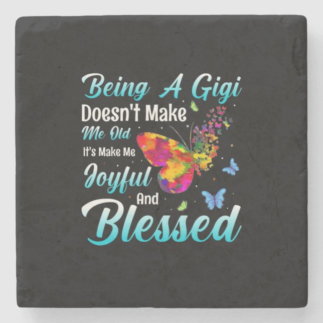 Butterfly Gift | Being A GiGi Stone Coaster (Front)