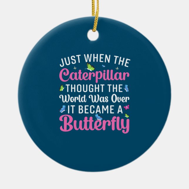 Butterfly Gift | It Became A Butterfly Ceramic Tree Decoration (Front)
