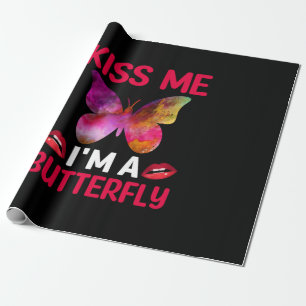 Butterfly Gift   Kiss Me I Am A Butterfly Wrapping Paper