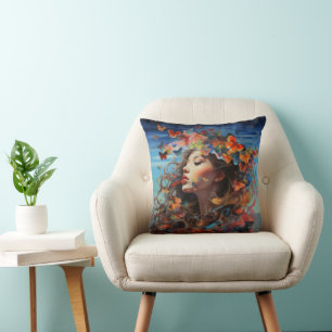 Butterfly Girl Abstract Cushion