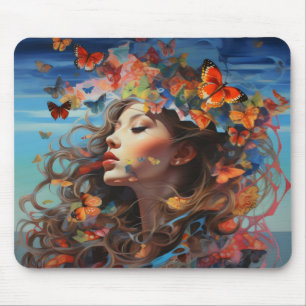 Butterfly Girl Abstract Mouse Mat