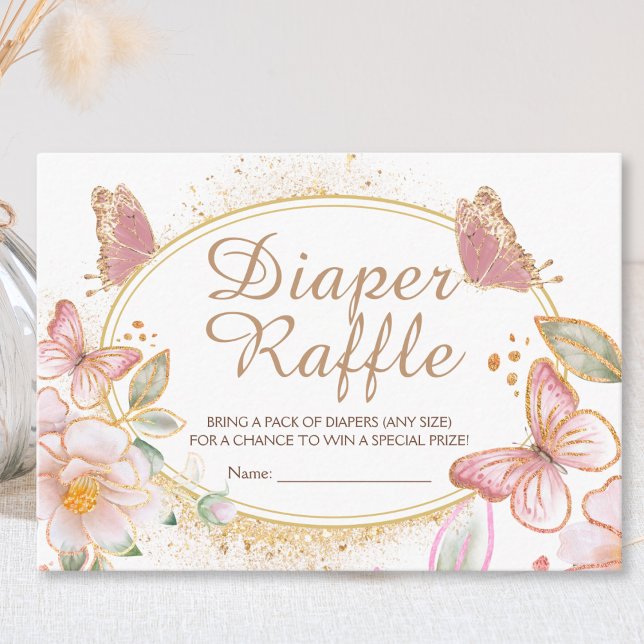Butterfly Girl Baby Shower Diaper Raffle Enclosure (Creator Uploaded)